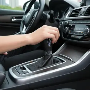 PERILLA DE PALANCA ERGONÓMICO CUERO NEGRO DETALLE CROMADO - F25171