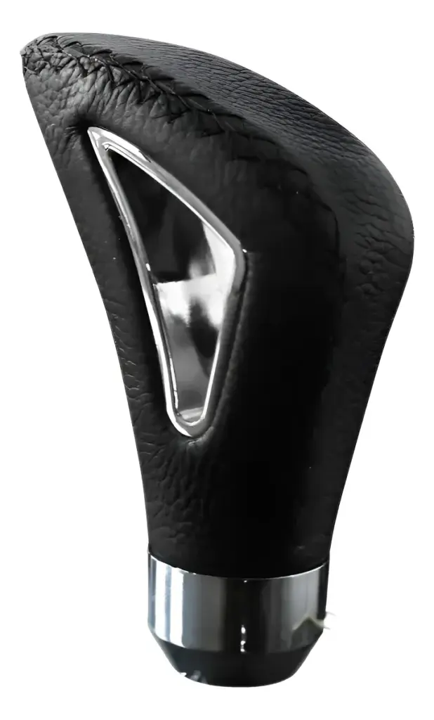 PERILLA DE PALANCA ERGONÓMICO CUERO NEGRO DETALLE CROMADO – F25171