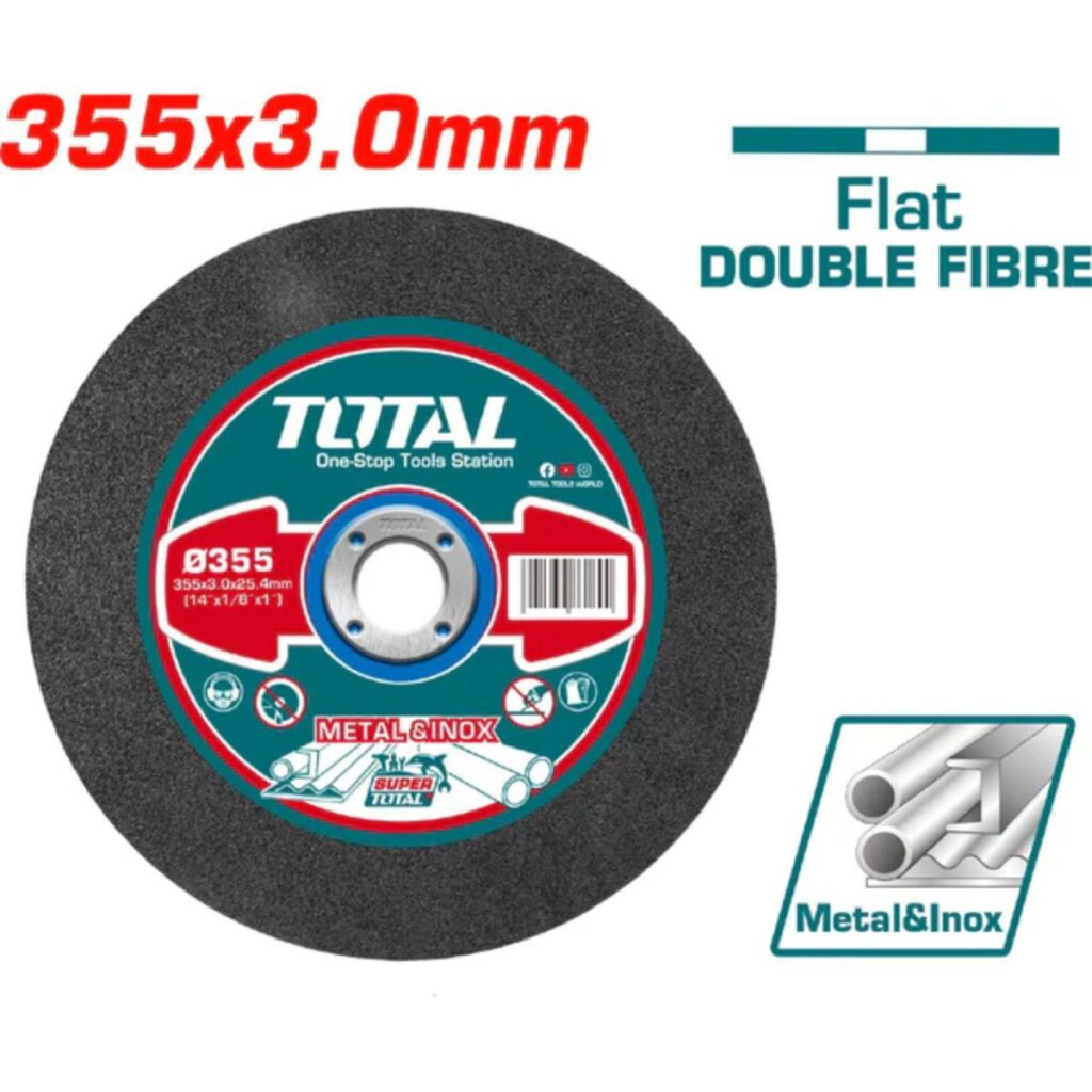DISCO DE CORTE ABRASIVO PARA TRONZADORA 355MM  14″ X 3.0MM X 25.4 MM DOBLE FIBRA – TAC2213551