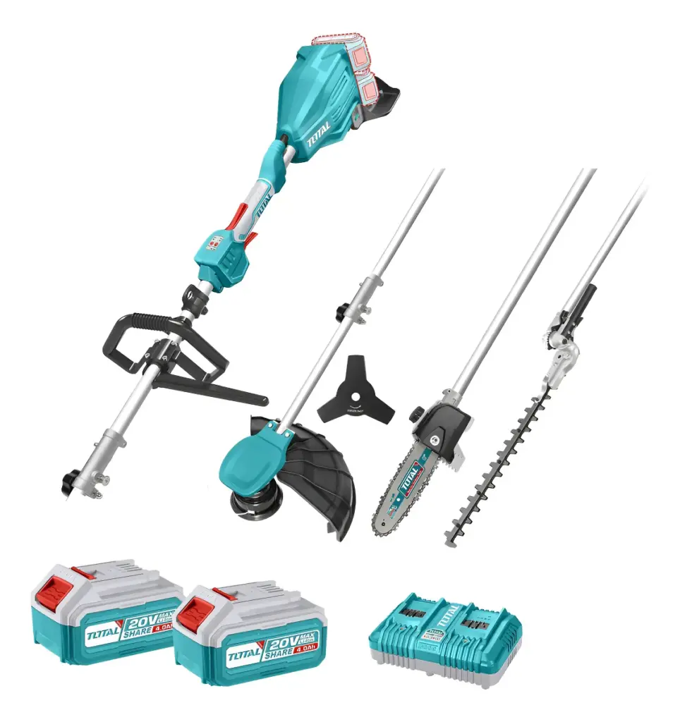 GUADAÑA + SET CORTASETOS EXTENSIONES 40V (20+20) BRUSHLESS 4 FUNCIONES EN 1 INDUSTRIAL TOTAL- TSTLI2040386