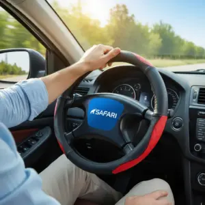 CUBRE VOLANTE CUERO GENUINO BK C/ONDAS Y TEXTURA X RD - GL2302RD