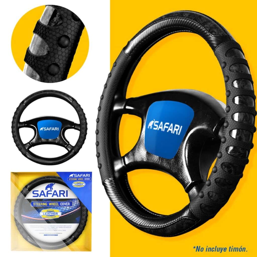 CUBRE VOLANTE CUERO GEN/PUC/SL BK 3D C/ONDAS TEXTURA BK Y BOLITAS BK – GP2301BK