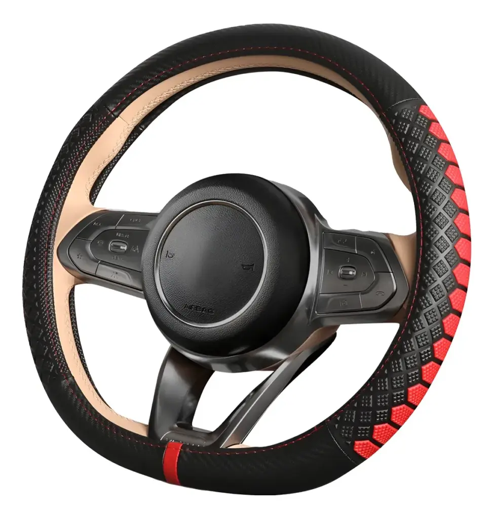 CUBRE VOLANTE CUERO GEN/C/SL BK 3D C/DET RD/BK – GP2305RD