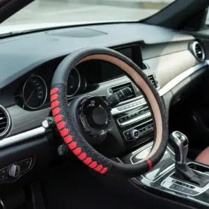 CUBRE VOLANTE CUERO GEN/C/SL BK 3D C/DET RD/BK - GP2305RD