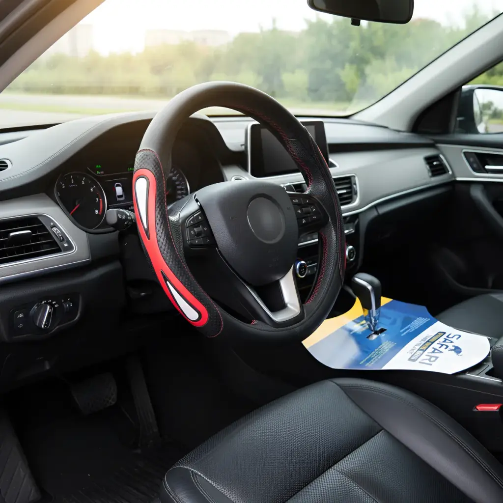 CUBRE VOLANTE PU DETALLE ANTIFAS ROJO/BLANCO –  JX-203034/1 RD