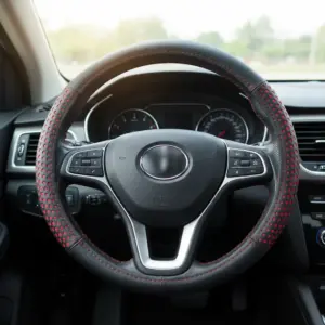 CUBRE VOLANTE PU CIRCULOS FONDO ROJO - JX-203035/1 RD