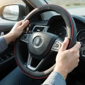 CUBRE VOLANTE PU CUADRICULADO LINEA/HILO ROJO - JX-203038/1 RD