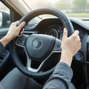 CUBRE VOLANTE PU ROMBO GRANDE LINEA/HILO AZUL  -  JX-203040/1 BL