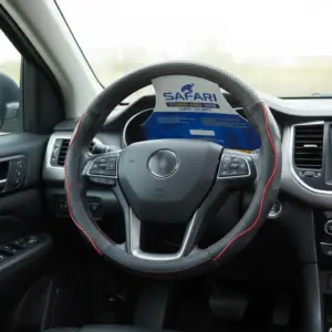 CUBRE VOLANTE PU CAUDRICULADO CURVA/HILO ROJO - JX-203044/1 RD