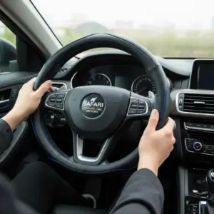 CUBRE VOLANTE PU FULL CARBON LINEA/HILO AZUL - JX-203049/1 BL