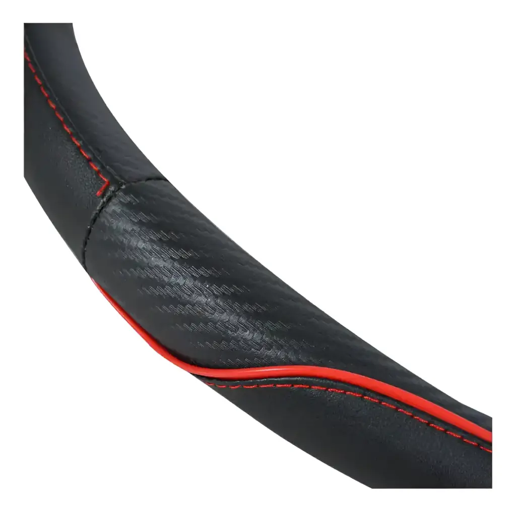 CUBRE VOLANTE PU FULL CARBON LINEA/HILO ROJO – JX-203049/2 RD