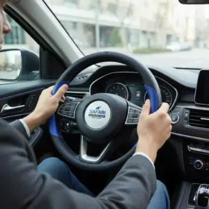 CUBRE VOLANTE PU 2S DET CARBON AZUL - JX-203085/4 BL