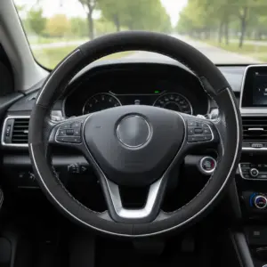 CUBRE VOLANTE CUERO GEN BASICO BK/3 LINEAS CC 3D - SFT-18011BK