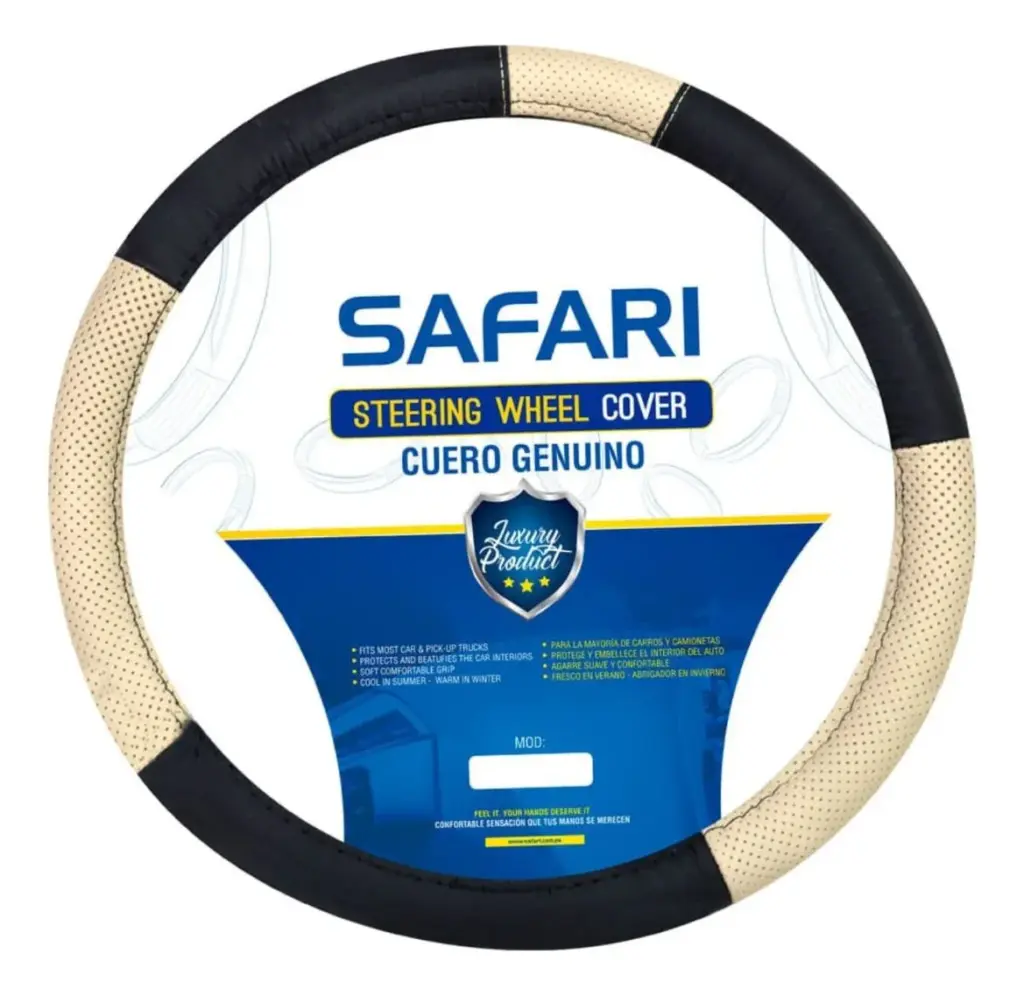 CUBRE VOLANTE CUERO GEN BK/BG/BK VENTILADO  – SFT-18024BK