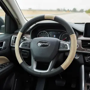 CUBRE VOLANTE CUERO GEN BK/BG/BK VENTILADO  - SFT-18024BK