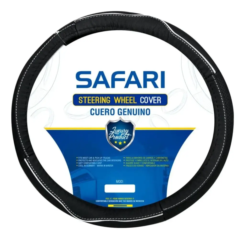 CUBRE VOLANTE CUERO GEN BK/ONDAS CC E HILO WW – SFT-18027BK