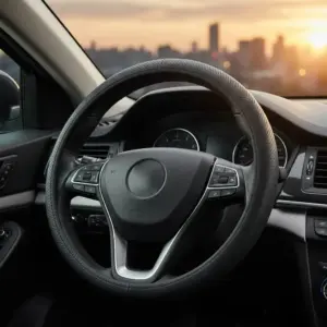 CUBRE VOLANTE SAFARI DE CUERO GEN DELUX BK VENTILADO - SFT-3110