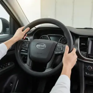 CUBRE VOLANTE CUERO GENUINO MICRO BK/RELIEVE CIRCULAR VENTILADO - SFT-P6370BK