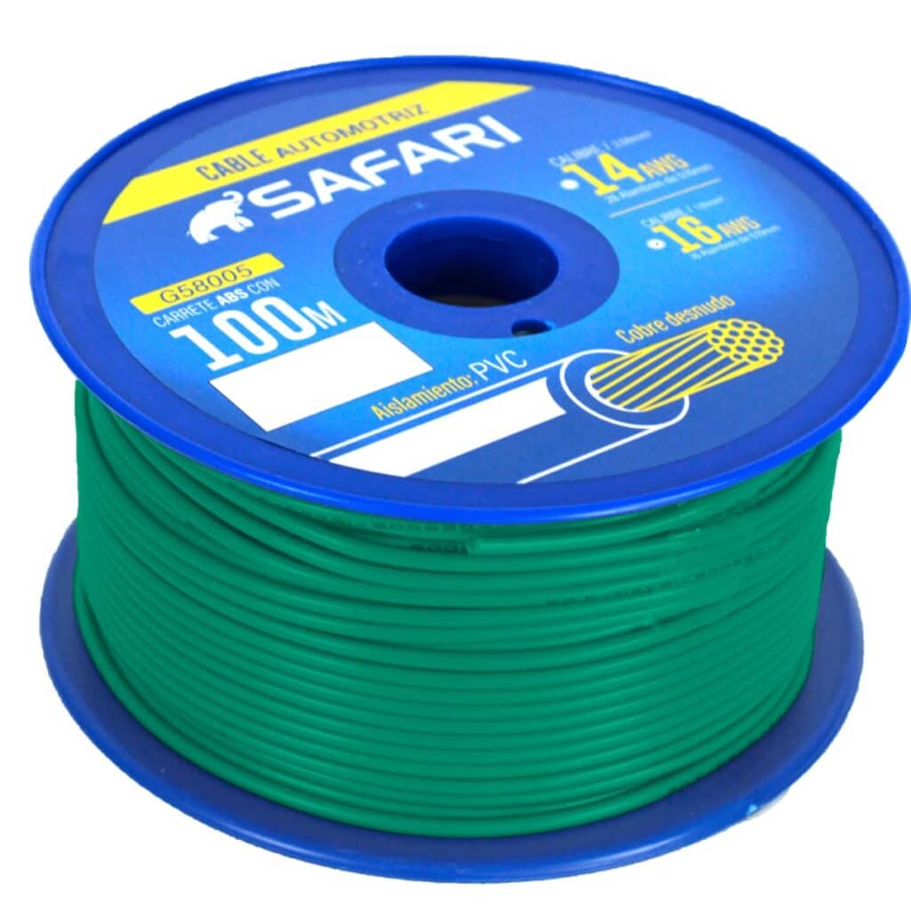 CABLE AUTOMOTRIZ 16AWG COBRE 16/0.19 PVC DIA:3.05MM 100M VERDE – G58005-16GN