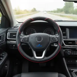 CUBRE VOLANTE PU DETALLE CARBON LINEA ROJO - JX-203053/3 RD