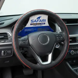 CUBRE VOLANTE PU CARBON/ROMBO LINEA/HILO ROJO - JX-2203019 RD