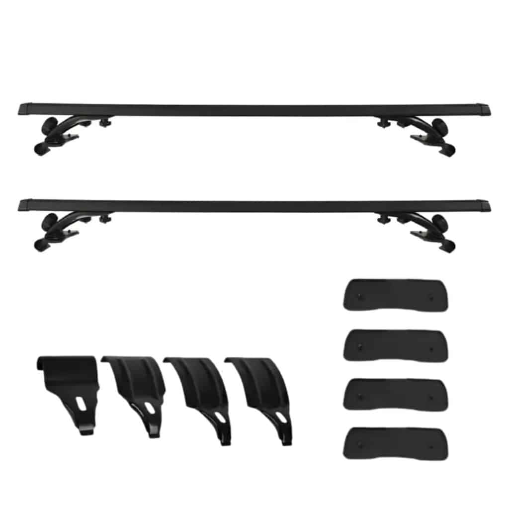 BARRA TRANSVERSAL DE ALUMINIO 124X32X20 INCLUYE 3 GANCHOS – AB-502BK