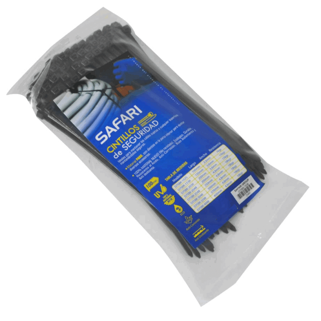 100 CINTILLOS DE NYLON 66 NEGRO 15CMX3.6MM – D75BK-1536