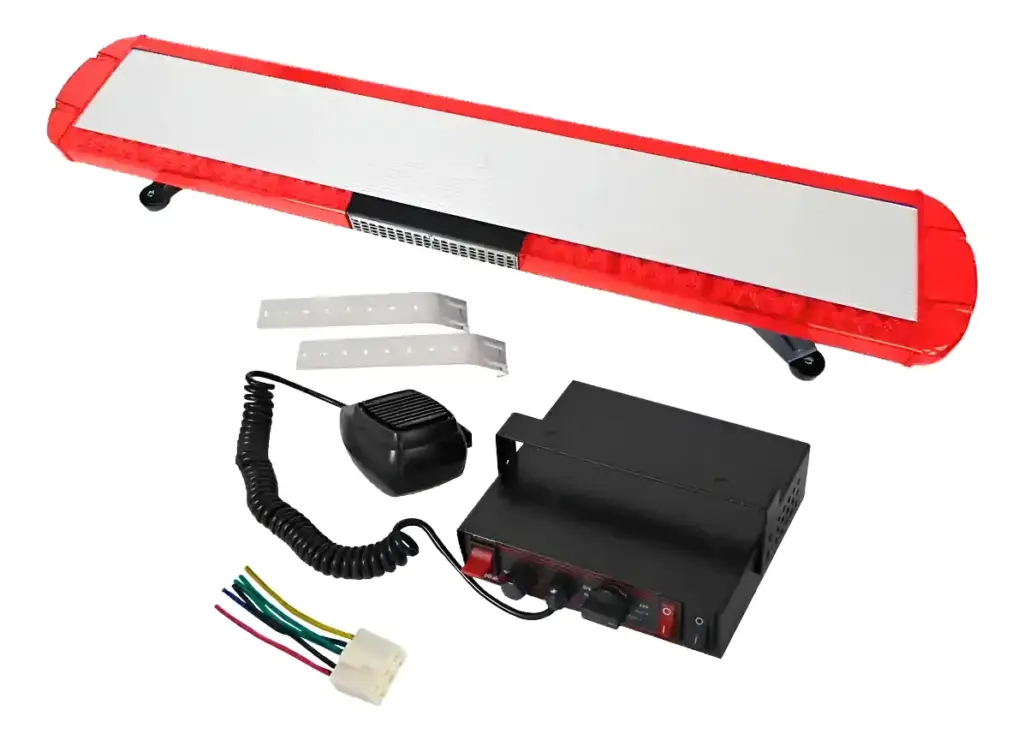 BARRA POLICIAL LED C/ALTAVOZ/SIRENA 72W 12/24V 118CM ROJO – X46400-12HS-RD