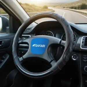 CUBRE VOLANTE PU NEGRO MICRO CARBON NEGRO DET AZUL - JX-233117/2