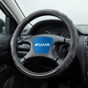 CUBRE VOLANTE PU NEGRO CARBON/COSTURA AZUL VENTILADO NEGRO - JX-233137/1