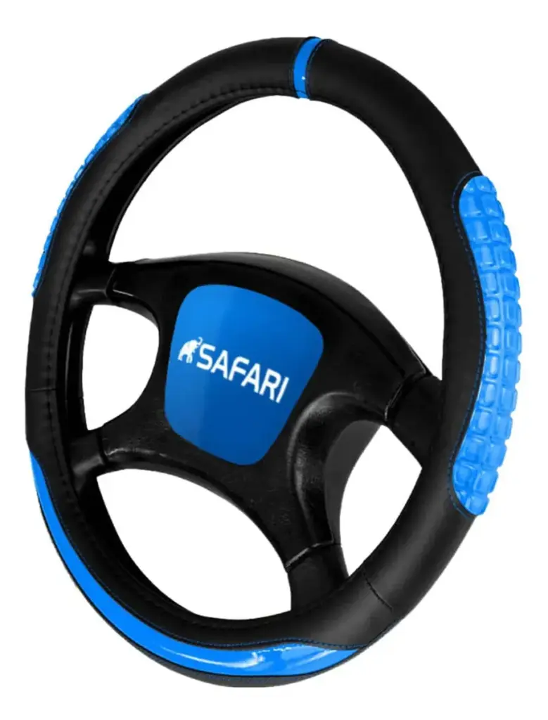 CUBRE VOLANTE PU NEGRO DETALLES/CUBOS AZUL – JX233001 BK/BL