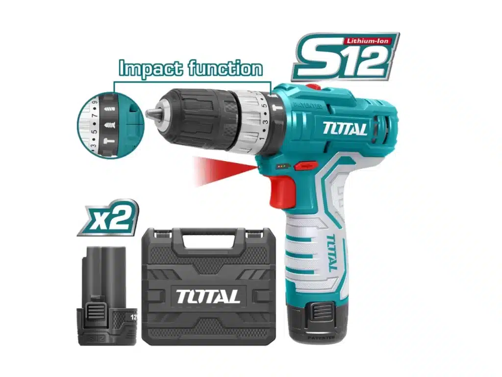 TALADRO PERCUTOR 12V S12 2X1.5AH 22500/MIN 20NM 0.8-10MM S.SELECT TOTAL – TIDLI12201