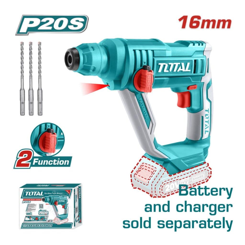 ROTOMARTILLO PERFORADORDS+ LI-ION 20V 16MM 1.5J 0 – 5100BPM TOTAL – TRHLI1601