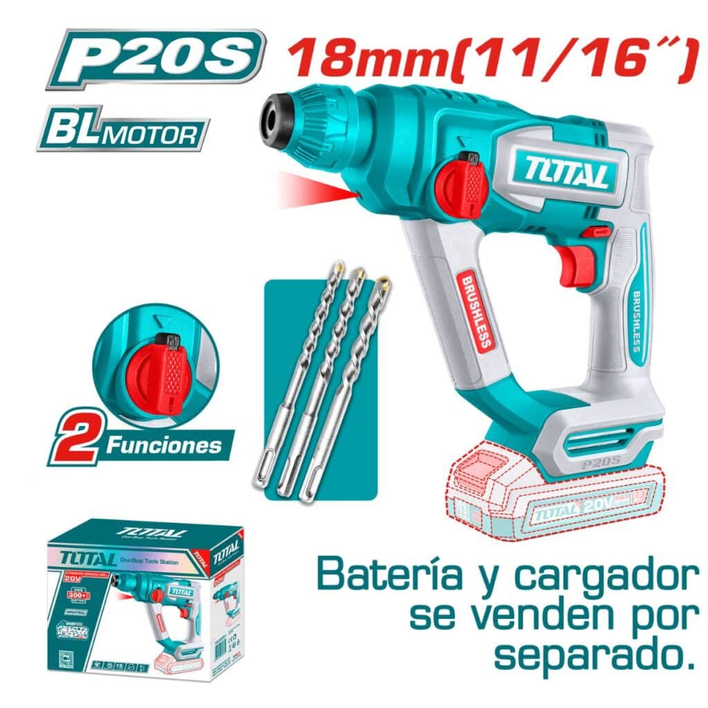 ROTOMARTILLO SDS+ 18MM 20V 1.8J 0-5100BPM BRUSHLESS INDUSTRIAL TOTAL  – TRHLI20188