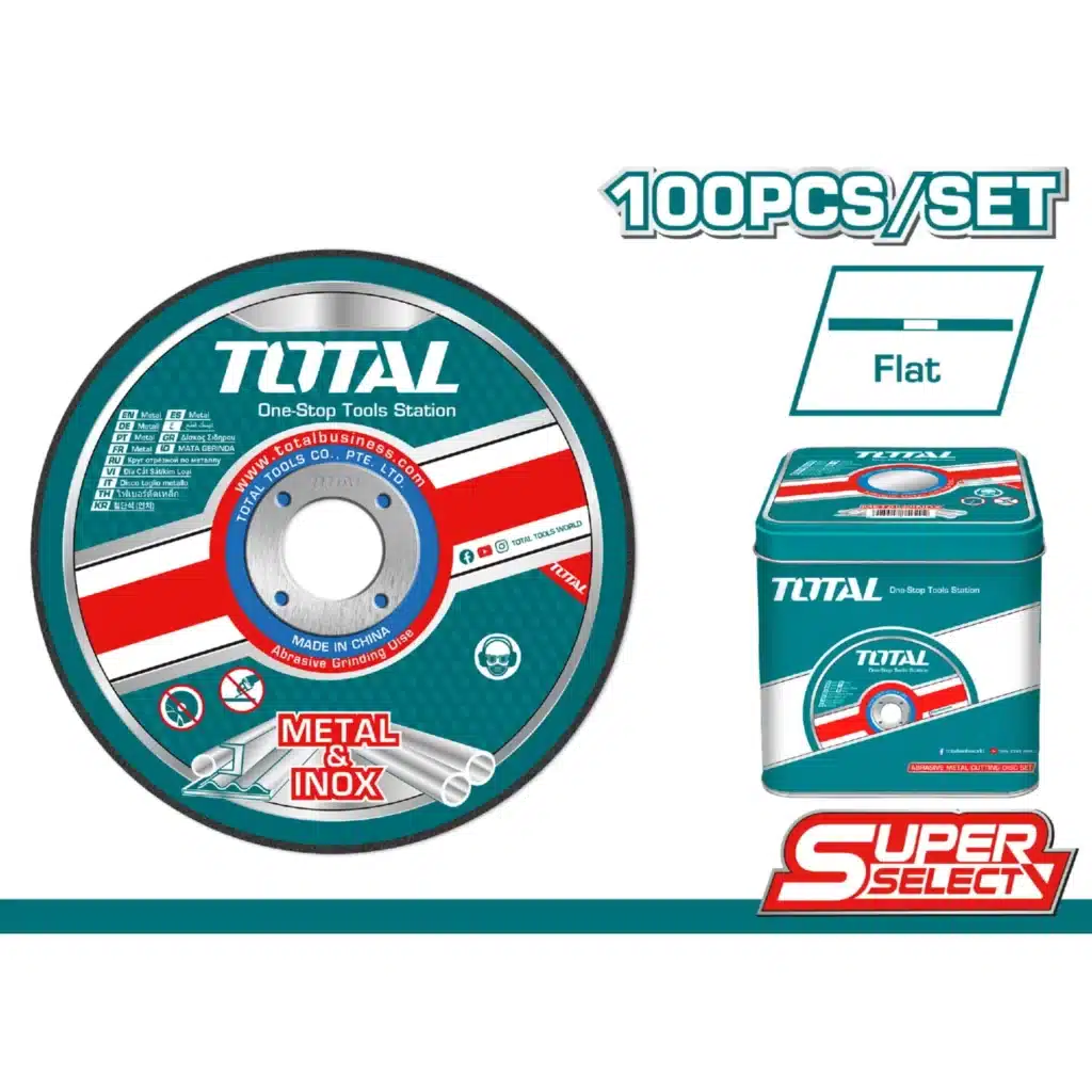 DISCO ABRASIVO 4.5″  METAL 115 X 1.0 X 22.2 PLANO – 100PCS/BOX  – TAC210115100