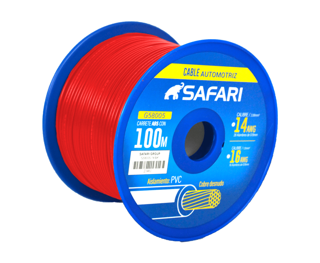 ABLE AUTOMOTRIZ 14AWG COBRE 28/0.19 PVC DIA:3.45MM 100M ROJO – G58005-14RD