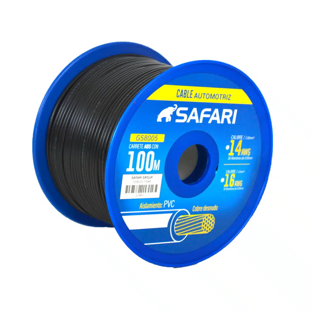 CABLE AUTOMOTRIZ 14AWG COBRE 28/0.19 PVC DIA:3.45MM 100M NEGRO – G58005-14BK