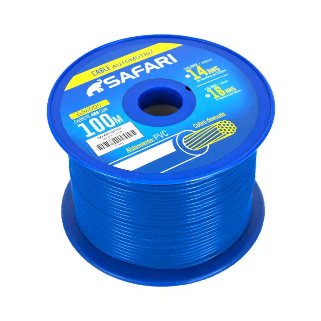 CABLE AUTOMOTRIZ 14AWG COBRE 28/0.19 PVC DIA:3.45MM 100M AZUL – G58005-14BL