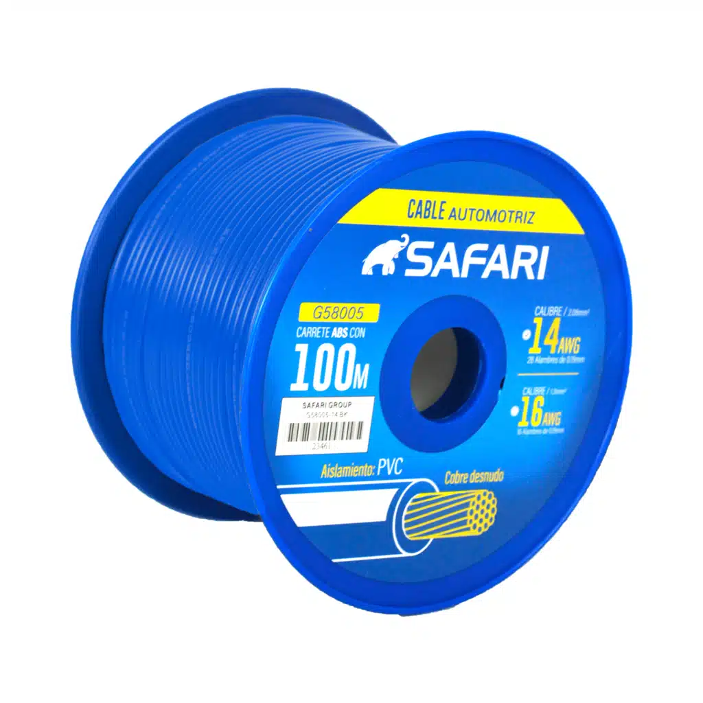 CABLE AUTOMOTRIZ 14AWG COBRE 28/0.19 PVC DIA:3.45MM 100M AZUL – G58005-14BL