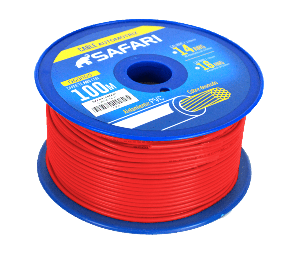 CABLE AUTOMOTRIZ 16AWG COBRE 16/0.19 PVC DIA:3.05MM 100M ROJO – G58005-16RD