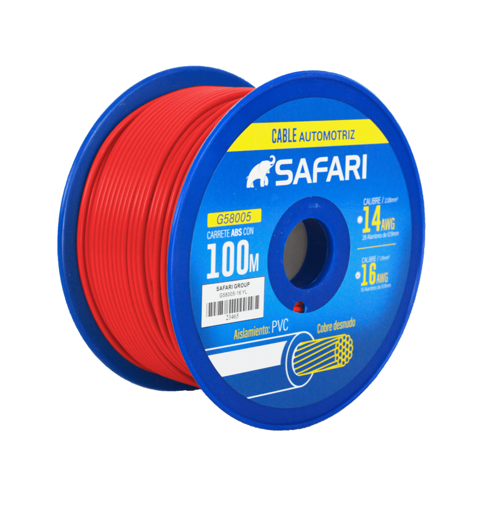 CABLE AUTOMOTRIZ 16AWG COBRE 16/0.19 PVC DIA:3.05MM 100M ROJO – G58005-16RD