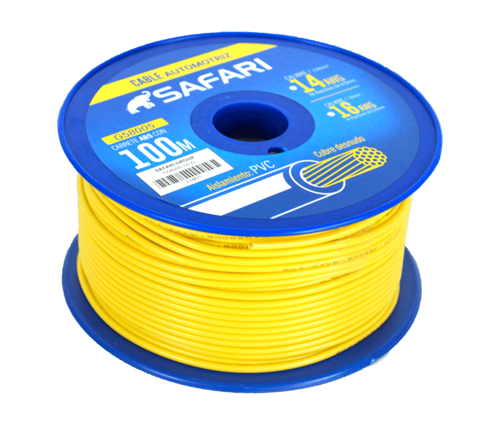 CABLE AUTOMOTRIZ 16AWG COBRE 16/0.19 PVC DIA:3.05MM 100M AMARILLO – G58005-16YL