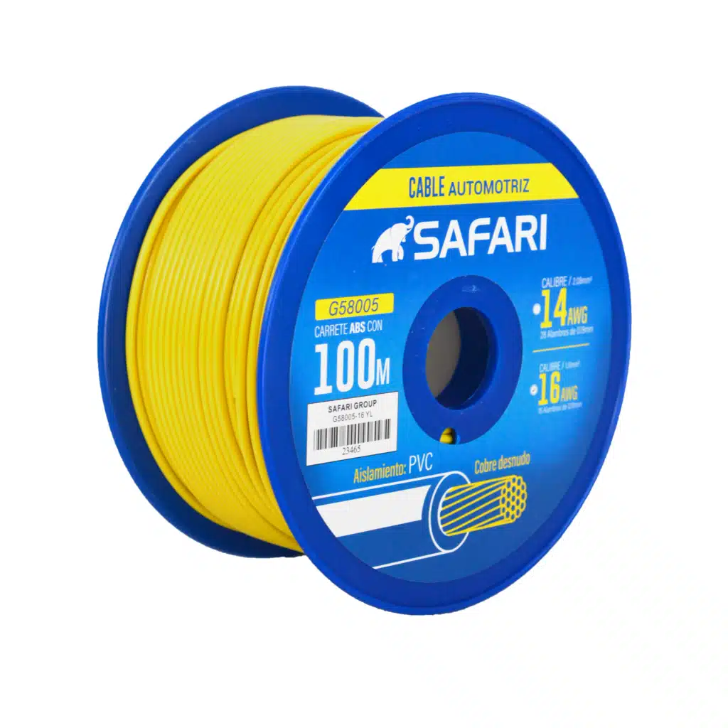 CABLE AUTOMOTRIZ 16AWG COBRE 16/0.19 PVC DIA:3.05MM 100M AMARILLO – G58005-16YL