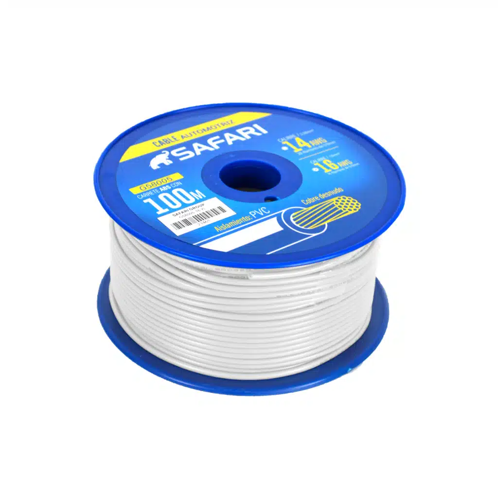 CABLE AUTOMOTRIZ 16AWG COBRE 16/0.19 PVC DIA:3.05MM 100M BLANCO – G58005-16WT