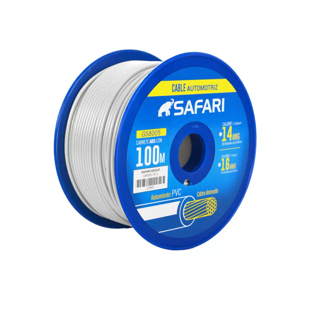 CABLE AUTOMOTRIZ 16AWG COBRE 16/0.19 PVC DIA:3.05MM 100M BLANCO – G58005-16WT