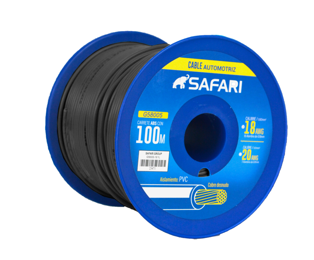 CABLE AUTOMOTRIZ 18AWG COBRE 10/0.19 PVC DIA:2.72MM 100M NEGRO – G58005-18BK