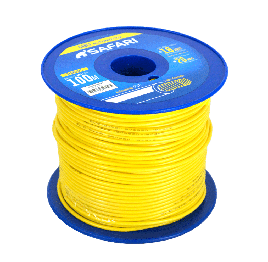 CABLE AUTOMOTRIZ 18AWG COBRE 10/0.19 PVC DIA:2.72MM 100M AMARILLO – G58005-18YL
