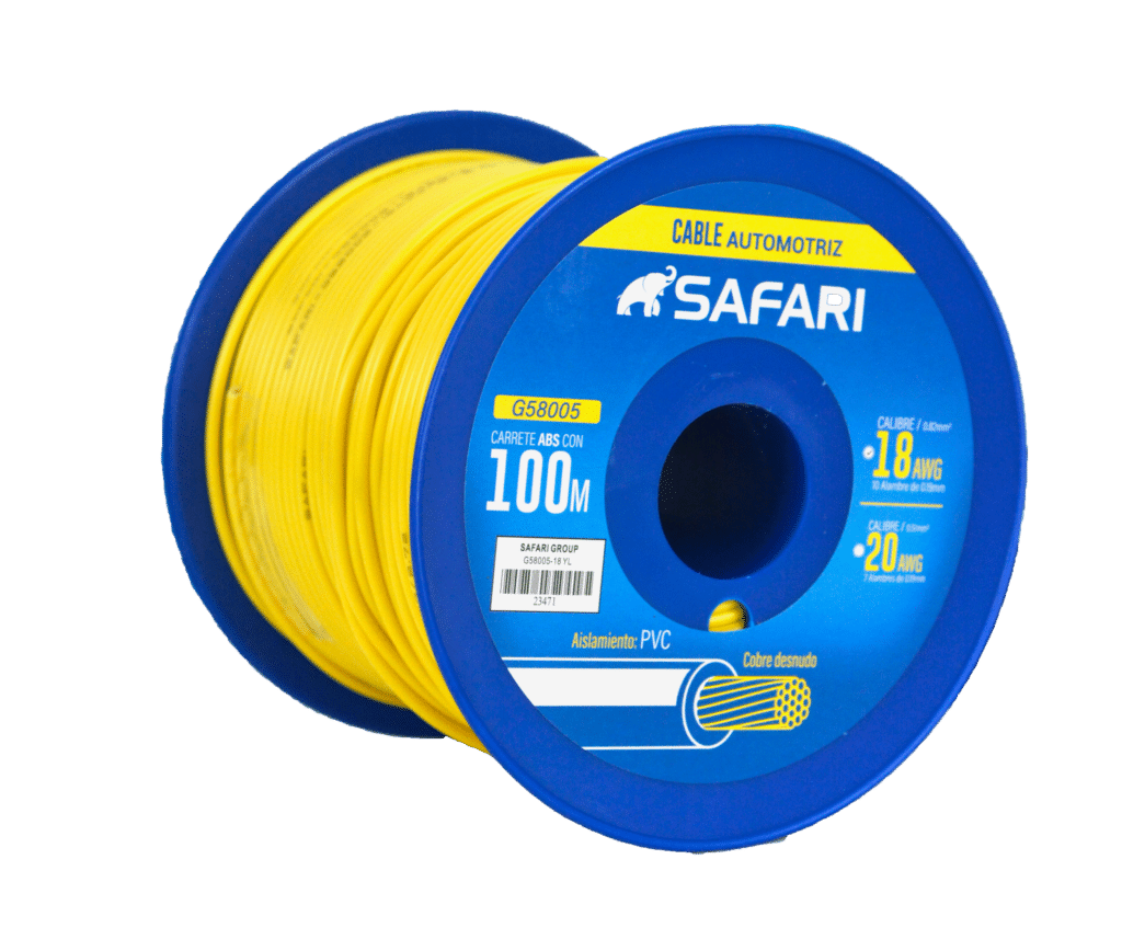 CABLE AUTOMOTRIZ 18AWG COBRE 10/0.19 PVC DIA:2.72MM 100M AMARILLO – G58005-18YL