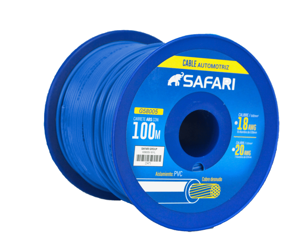 CABLE AUTOMOTRIZ 18AWG COBRE 10/0.19 PVC DIA:2.72MM 100M AZUL – G58005-18BL
