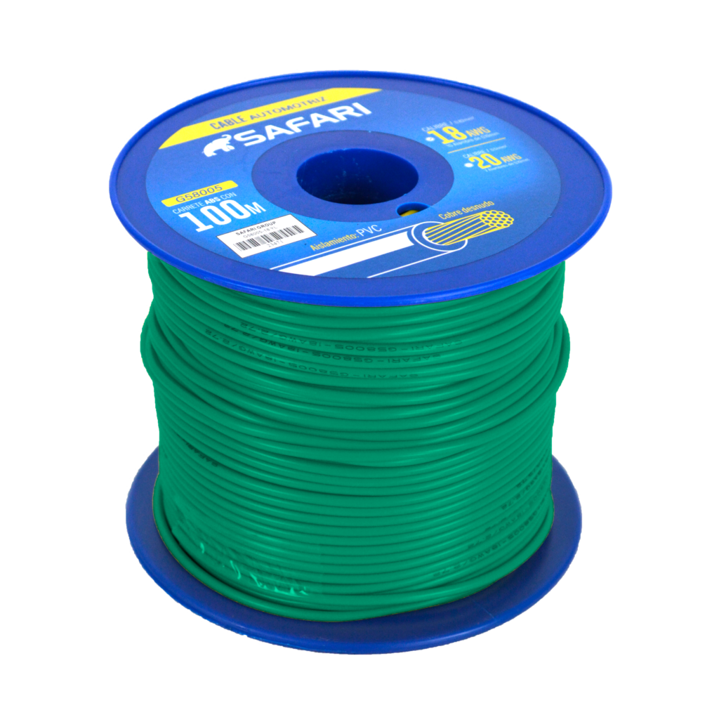 CABLE AUTOMOTRIZ 18AWG COBRE 10/0.19 PVC DIA:2.72MM 100M VERDE – G58005-18GN